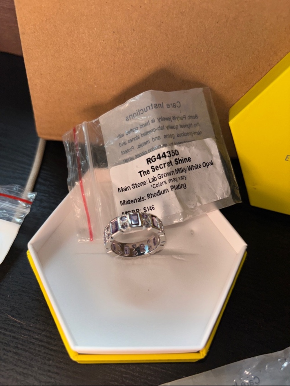 The Secret Shine Silver Lab-Grown White Opal Eternity Ring